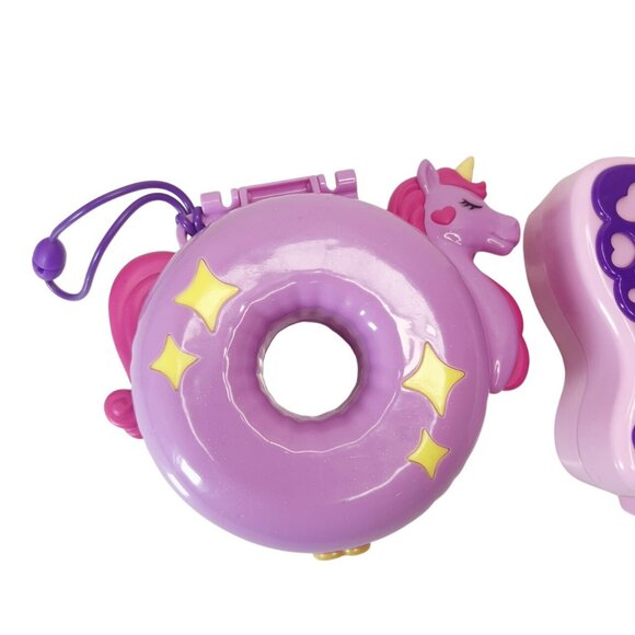 Polly Pocket Lot Of 3 Playsets Compacts Unicorn Donut Butterfly Dolphin - Picture 7 of 9